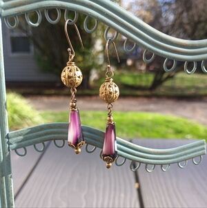Vintage Style Purple Drop Earrings
